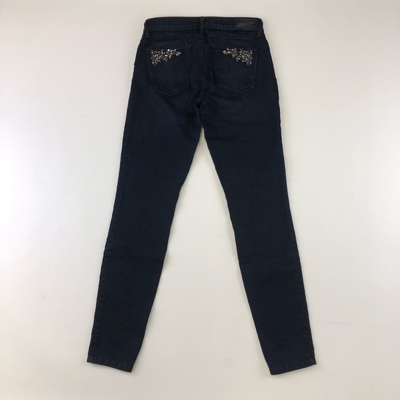 GUESS Brittany Skinny Dark Blue Denim Crystal Pockets Jeans Size 27” - Picture 6 of 12